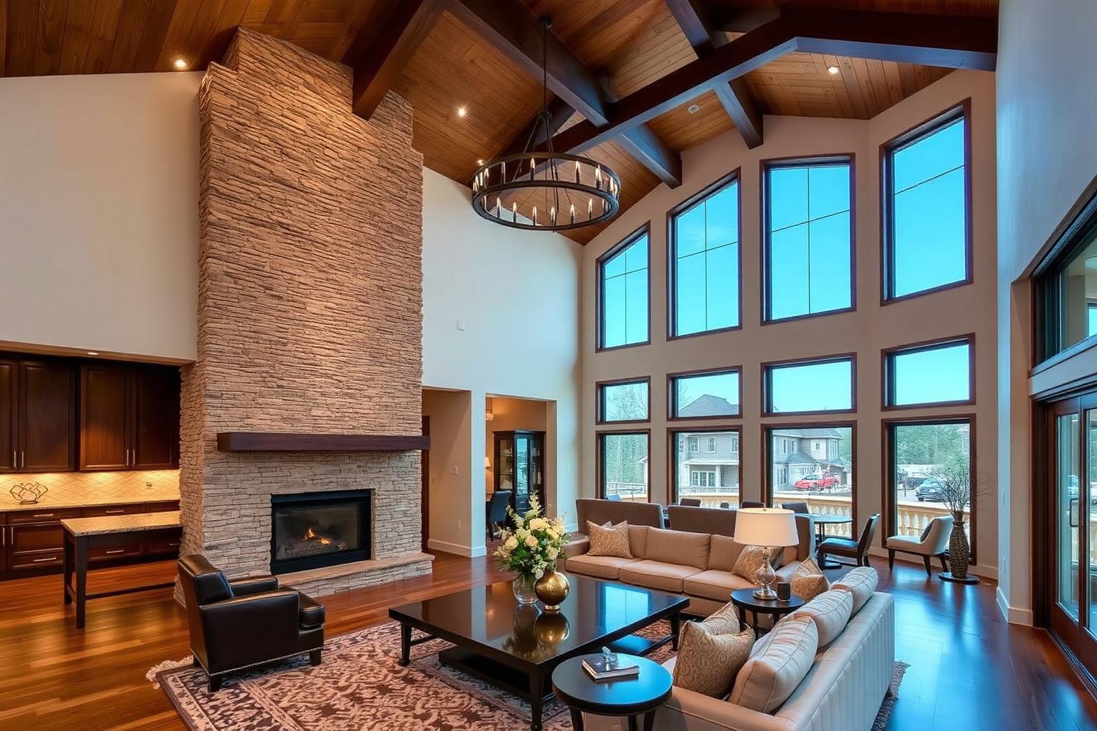 Custom home interior great room