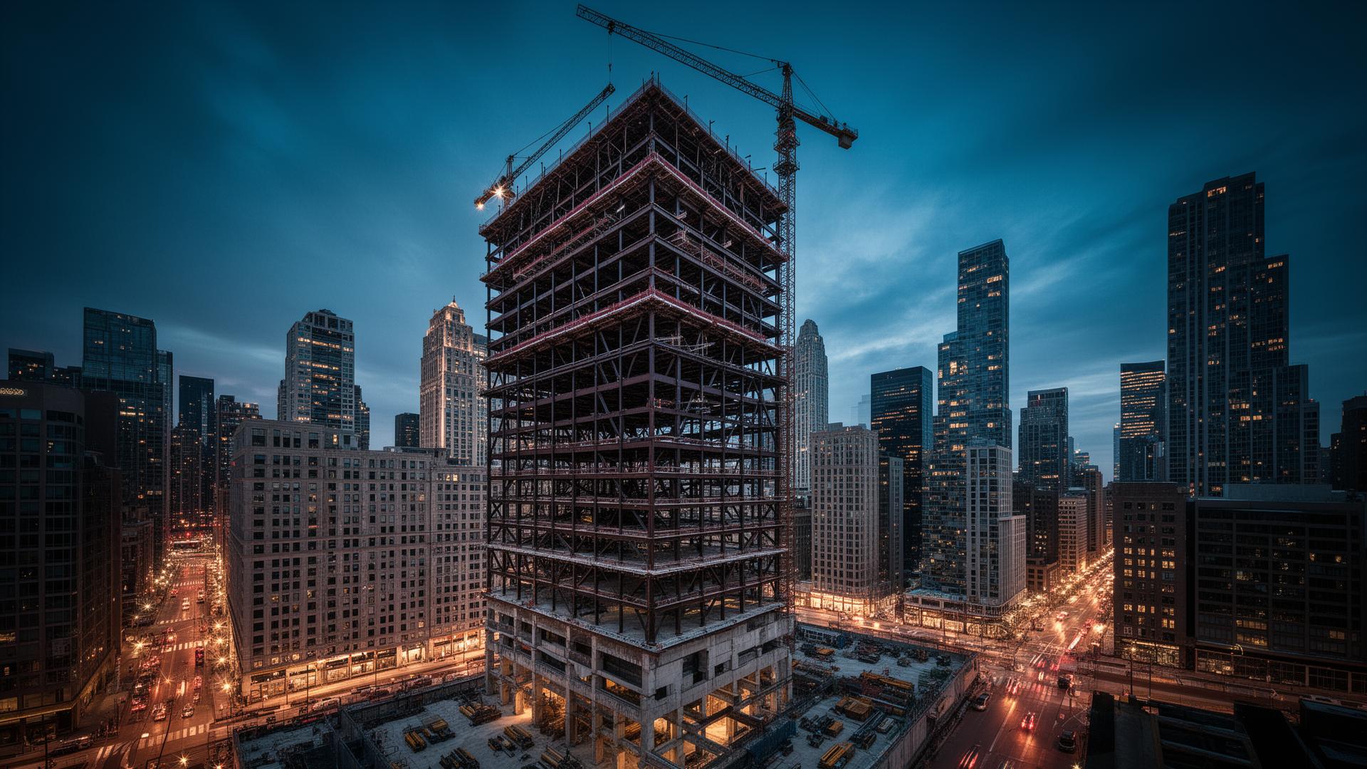 Chicago commercial high-rise under construction
